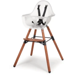 CHILDHOME Hochstuhl Evolu 2 Dunkelnatur / Transparent 2 In 1 + Ring