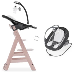 Hauck Hochstuhl Beta Plus Whitewashed Inklusive Bouncer Deluxe Melange Grey