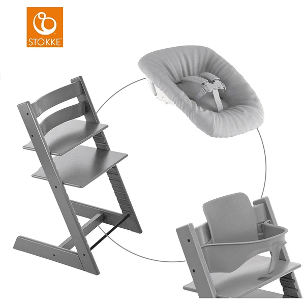 STOKKE® Mega Tripp Trapp® Set Hochstuhl Buche Storm Grey Inkl. Newborn Set™ Grey Und Baby Set Weiß 3 STOKKE® Mega Tripp Trapp® Set Hochstuhl Buche Storm Grey Inkl. Newborn Set™ Grey Und Baby Set Weiß