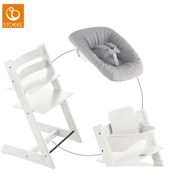 STOKKE® Mega Tripp Trapp® Set Hochstuhl Buche Weiß Inkl. Newborn Set™ Grey Und Baby Set Weiß 3 STOKKE® Mega Tripp Trapp® Set Hochstuhl Buche Weiß Inkl. Newborn Set™ Grey Und Baby Set Weiß