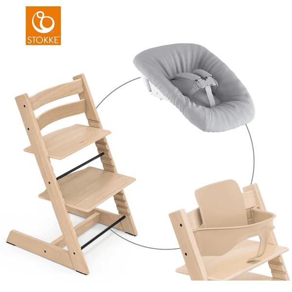 STOKKE® Mega Tripp Trapp® Set Hochstuhl Oak Natur Inkl. Newborn Set™ Grey Und Baby Set Natur 3 STOKKE® Mega Tripp Trapp® Set Hochstuhl Oak Natur Inkl. Newborn Set™ Grey Und Baby Set Natur
