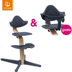 STOKKE® Nomi® Hochstuhl Eiche / Navy + Gratis Baby Set Navy